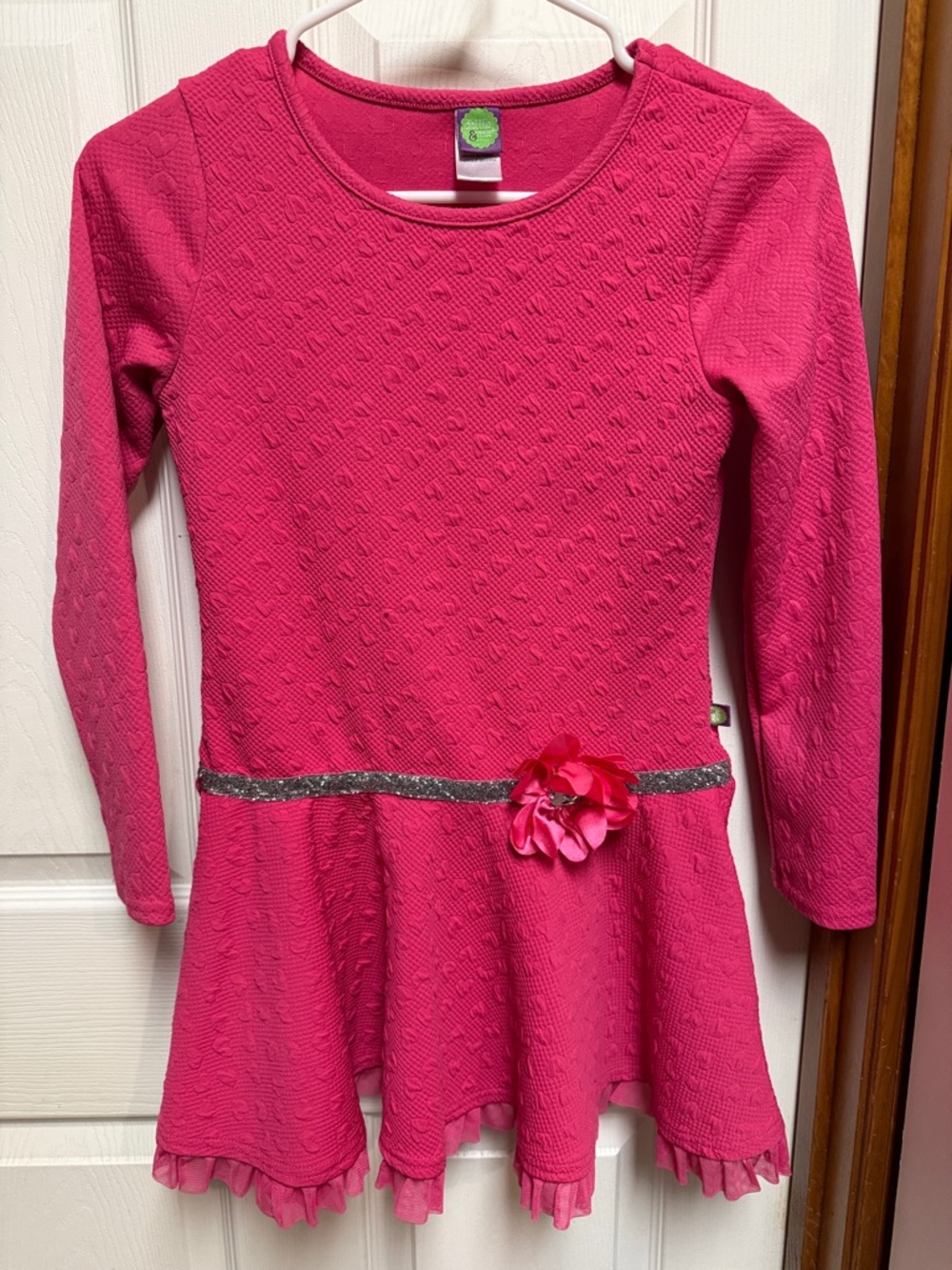 Dollie & Me Hot Pink Long-Sleeve Knit Dress with Flower